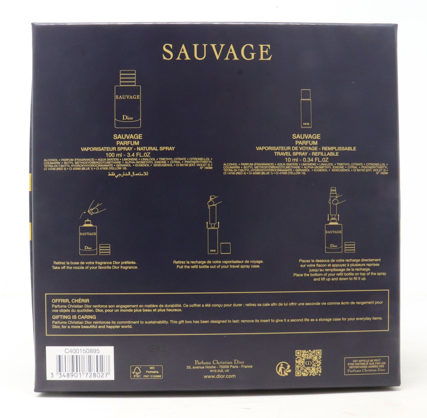 Christian Dior Sauvage Parfum 2 Piece Gift Set  / New With Box