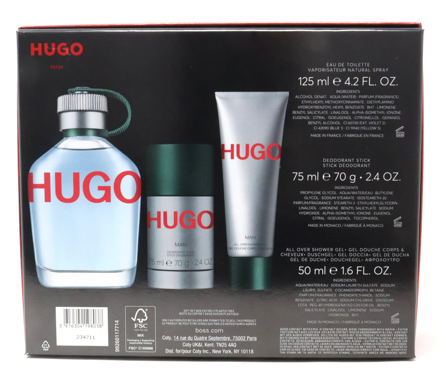 Hugo Boss Hugo Man Eau De Toilette 3 Pcs Set  / New With Box