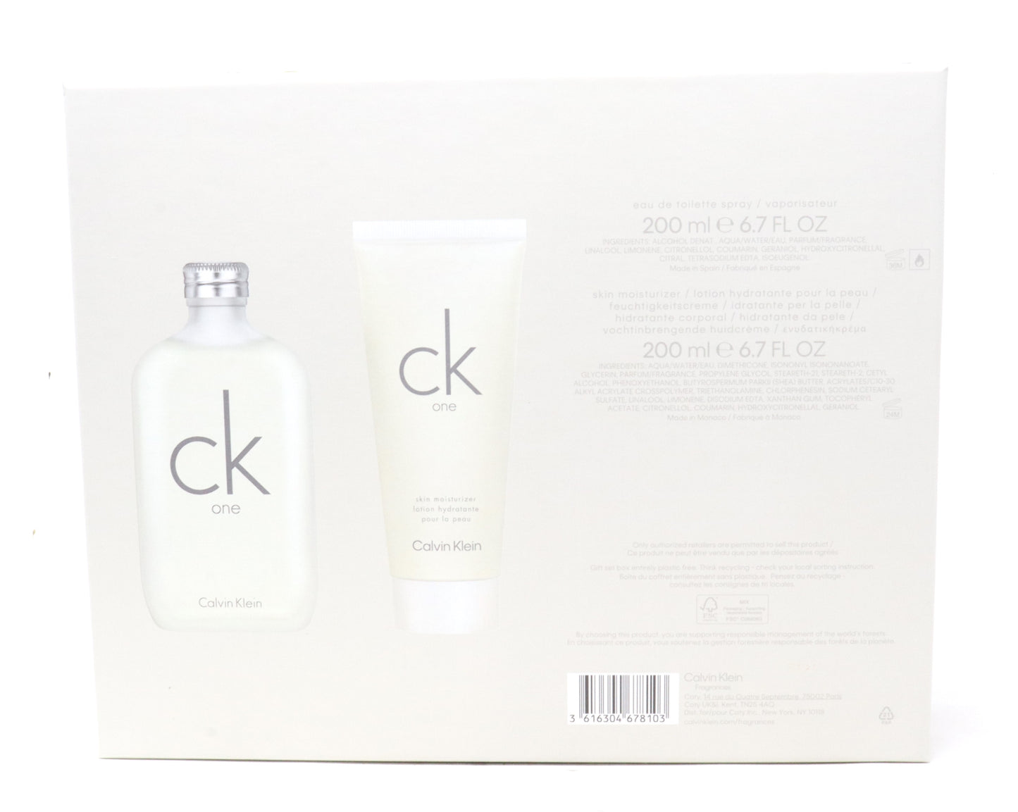 Calvin Klein One Eau De Toilette 2 Pcs Set  / New With Box