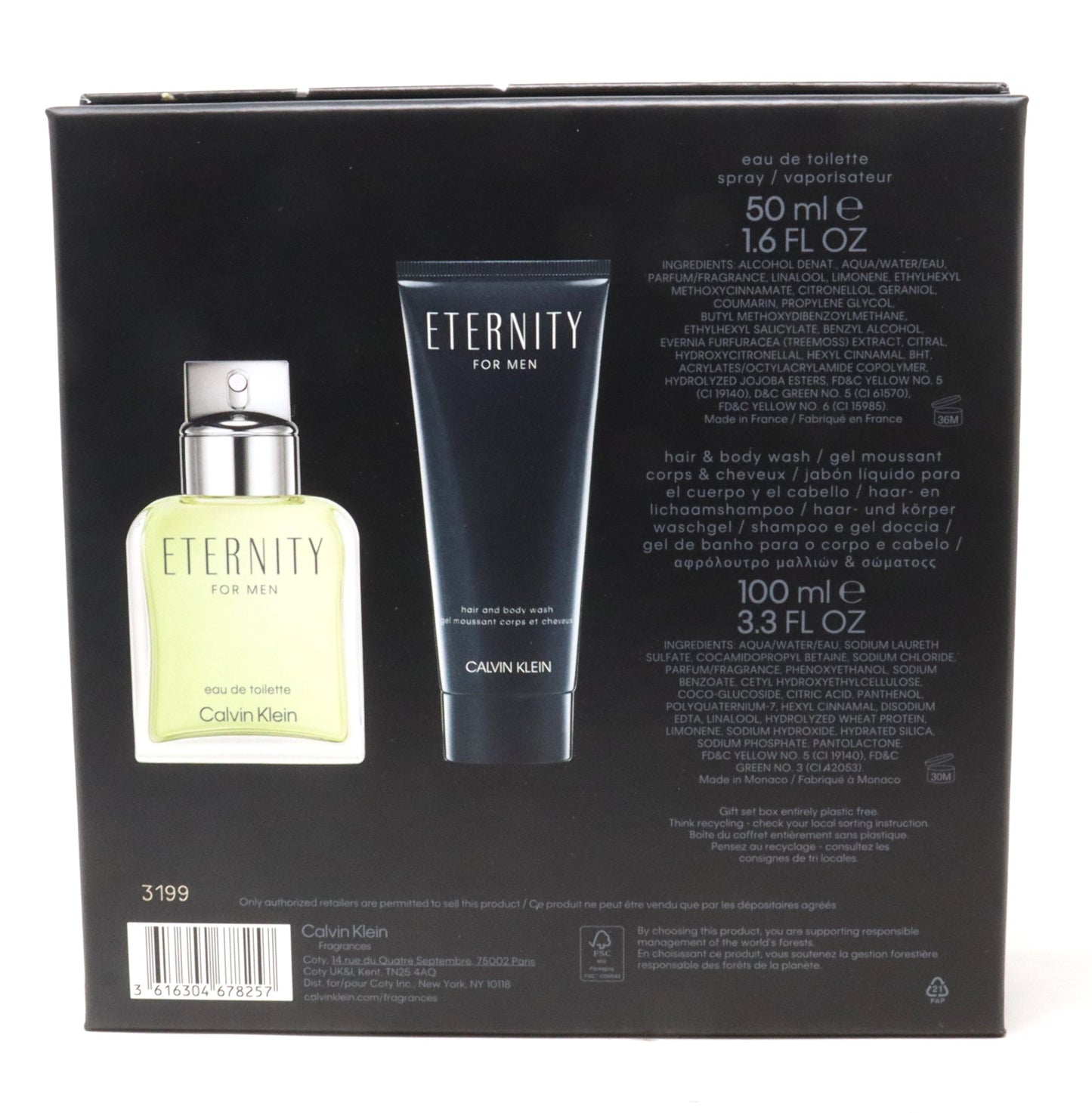 Calvin Klein Eternity For Men Eau De Toilette 2 Pcs Set  / New With Box