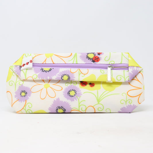 Floral Lady Bug Print Cosmetic Bag