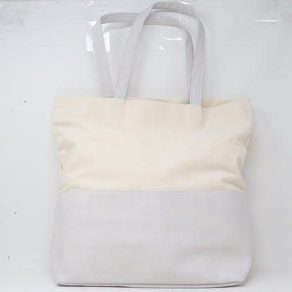 Cream And Blue Textured Tote Bag