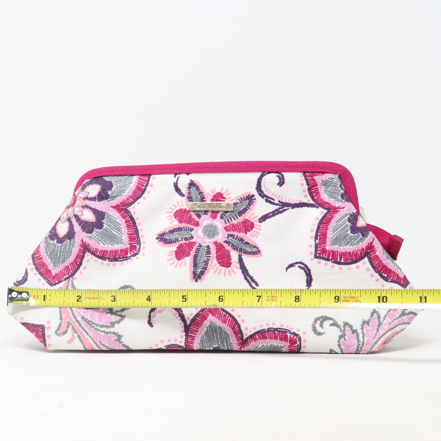 Clinique Purple Floral Print Cosmetic Bag  / New