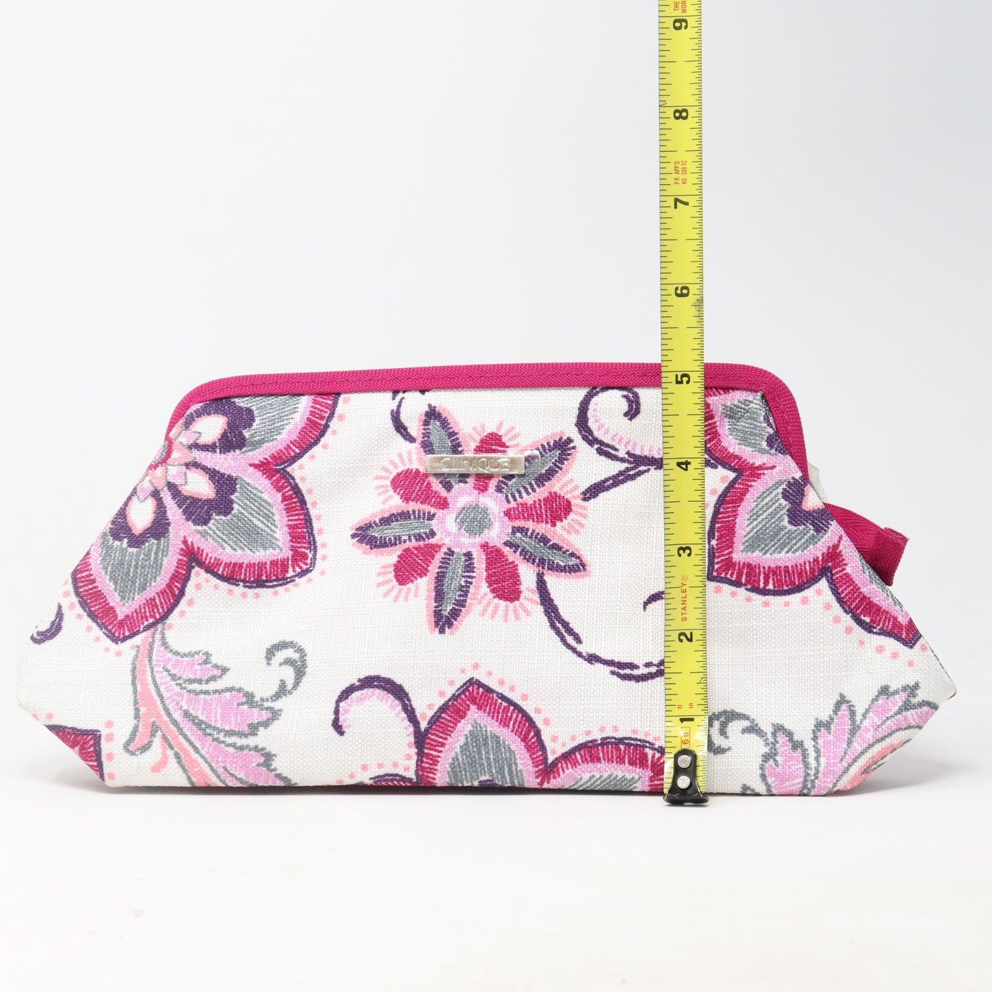 Clinique Purple Floral Print Cosmetic Bag  / New