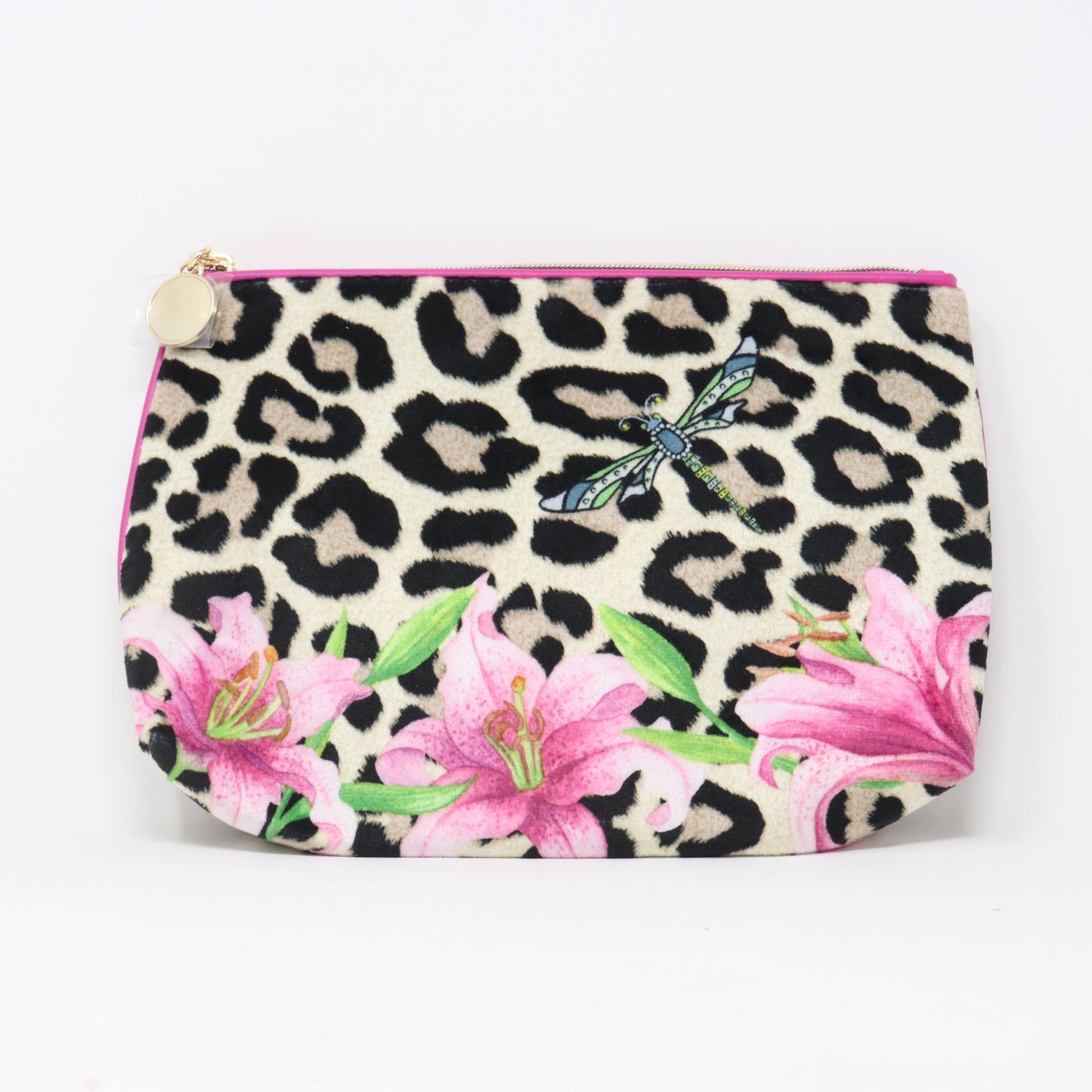 Plush Textured Animal Print Cosmetic Bag